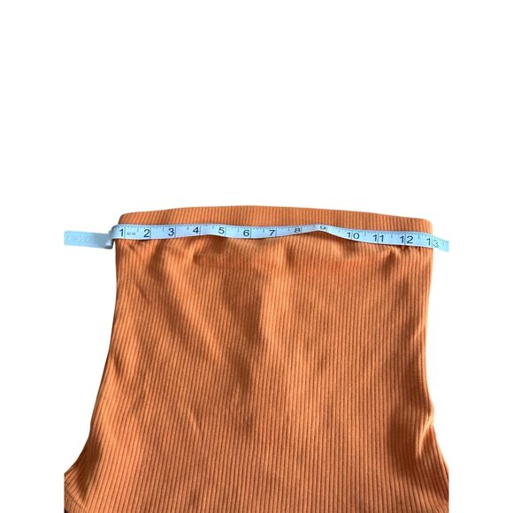 Topshop Womens Orange Ribbed Strapless Bodysuit Size US 6 Tube Top Sexy NWT - Picture 7 of 9
